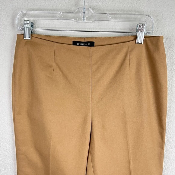 Lafayette 148 Cropped Bleecker Pant Women's 2 Mid Rise Straight Leg Trouser Tan - Picture 2 of 7